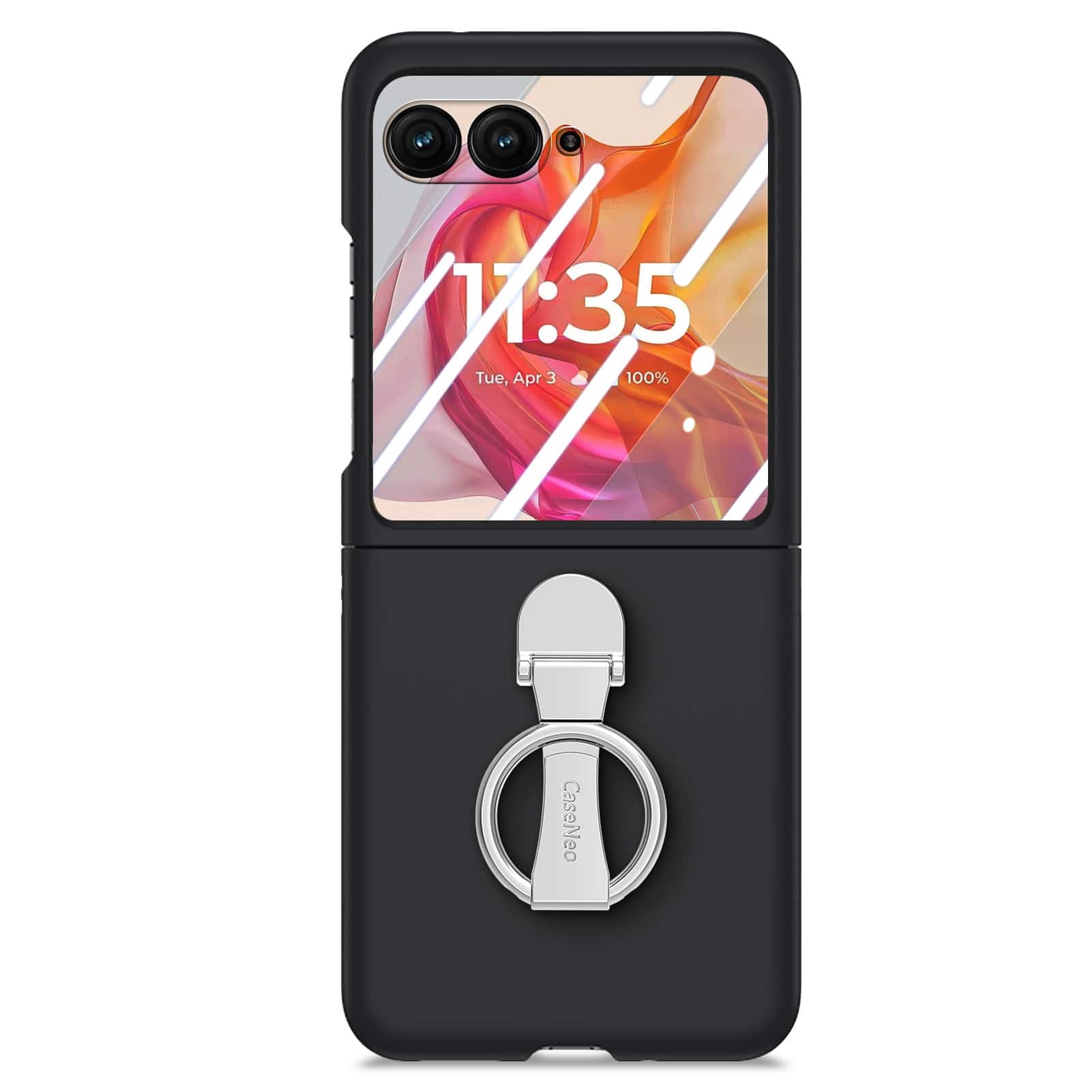 Dteck - for Motorola Razr Ultra (2025) Matte Hard PC Case,Rugged Cover Built-In Screen Protector,Shockproof Shell+Grip Ring - Black price history on PriceWatchPro