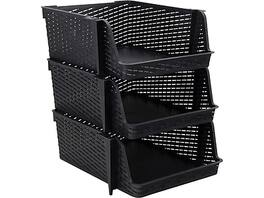 Advantus - Nest and Stack Open Lid Storage Bin, 3/Pack (39221) - Black