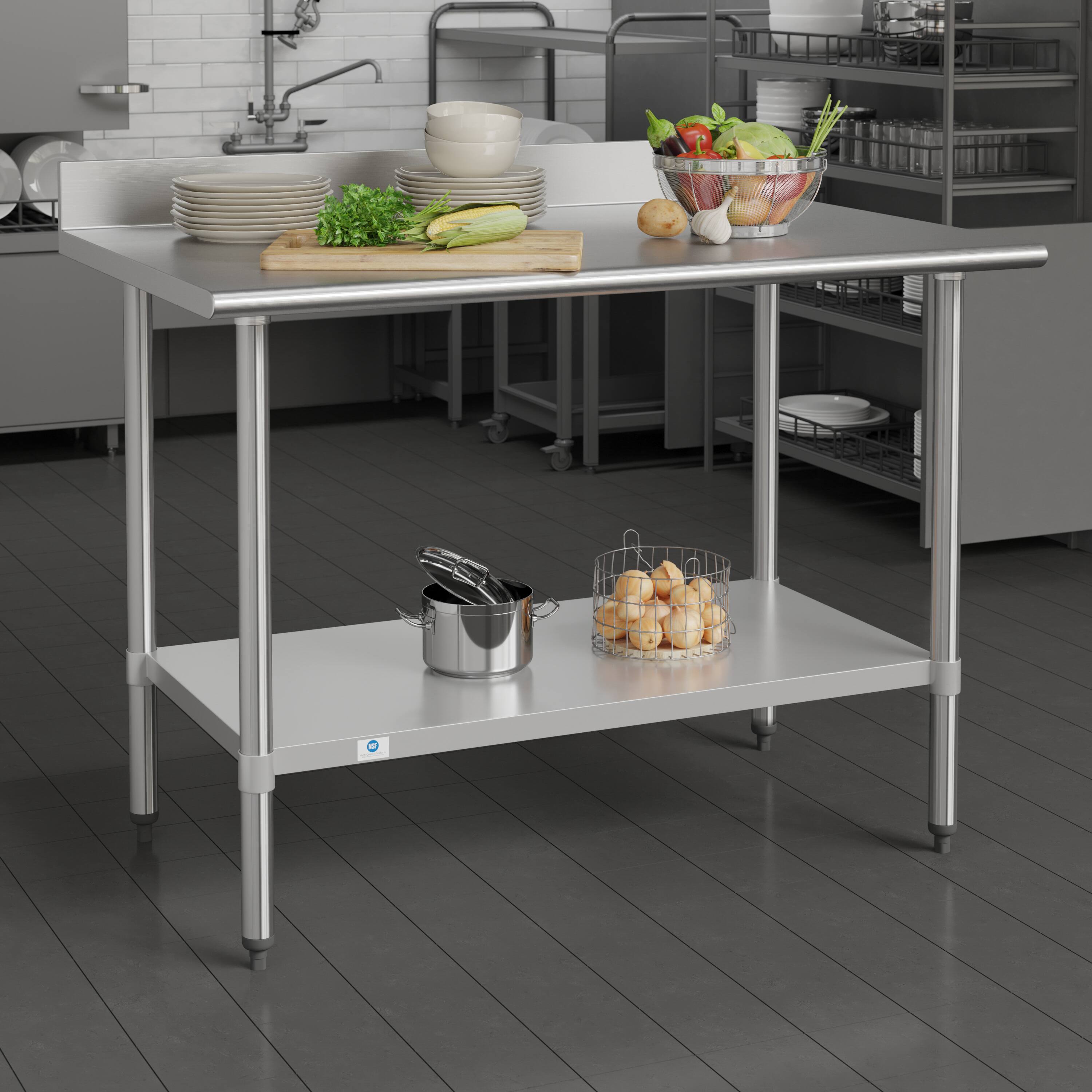 Alt View 1. Flash Furniture - Reese Commercial Grade 430 Stainless Steel 18 Gauge NSF Certified 30" x 48" Kitchen Prep and Work Table with Adjustable - Gray.