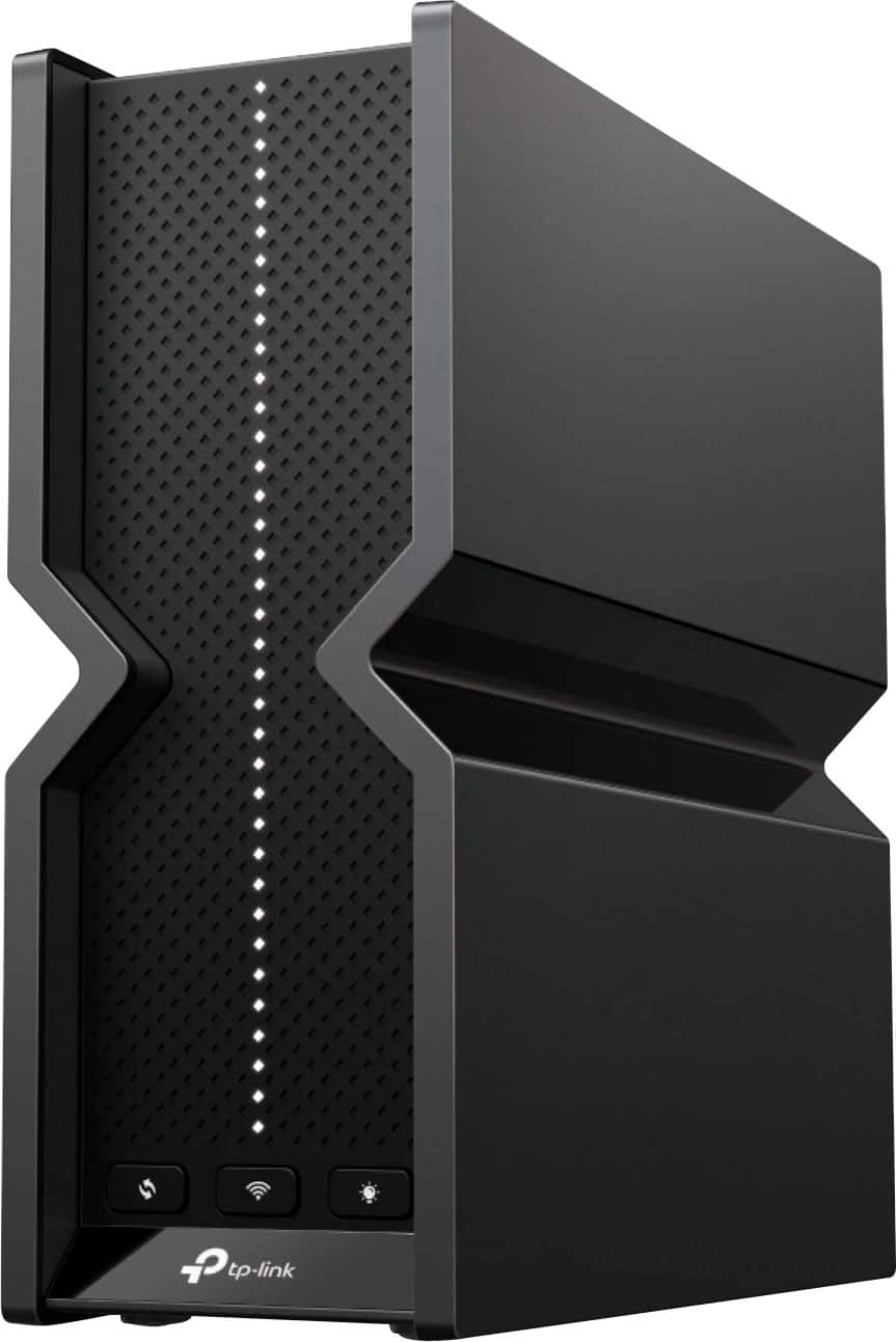 Front. TP-Link - BE15000 Tri-Band Wi-Fi 7 Router - Black.