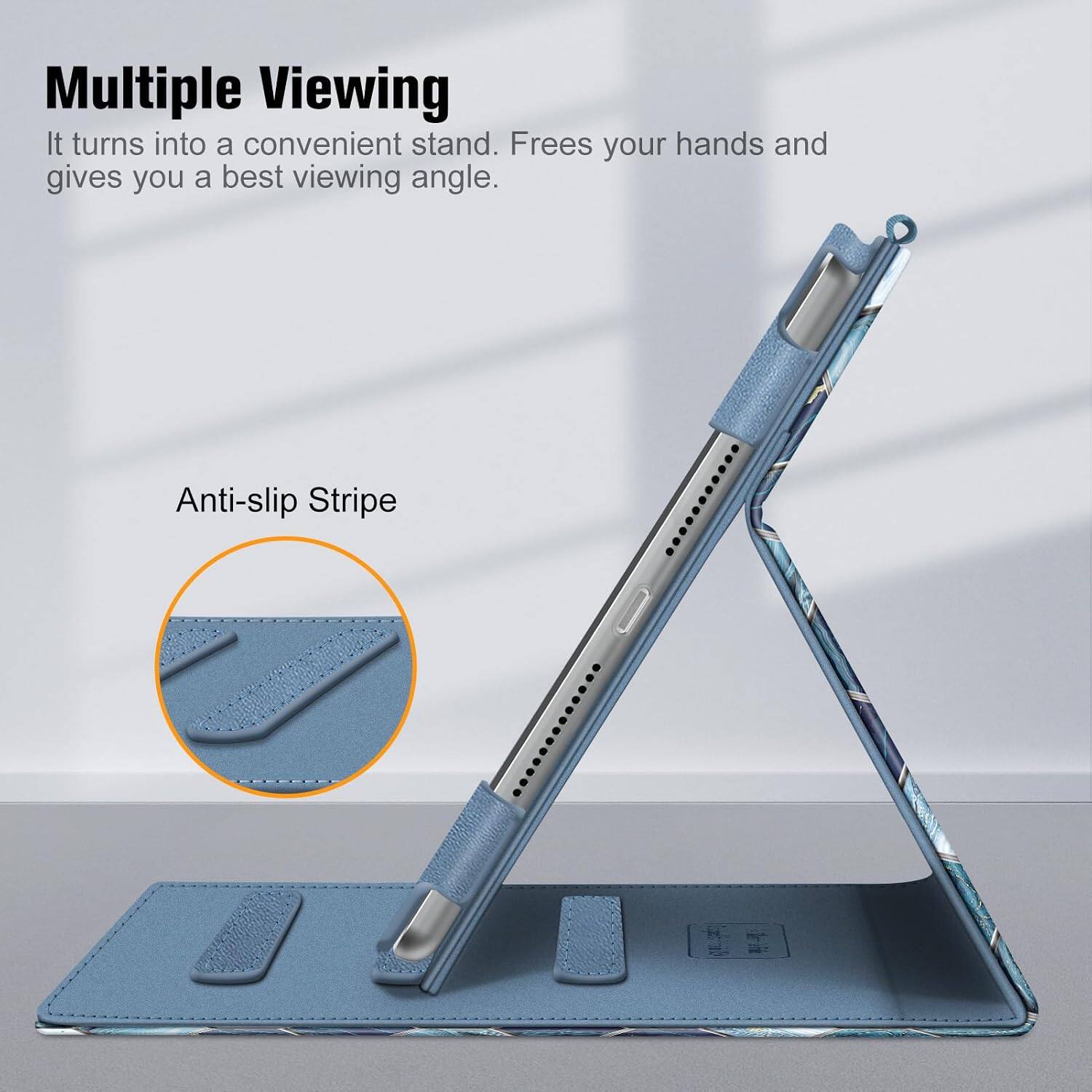 Multiple Viewing  
It turns into a convenient stand. Frees your hands and gives you a best viewing angle.

Anti-slip Stripe