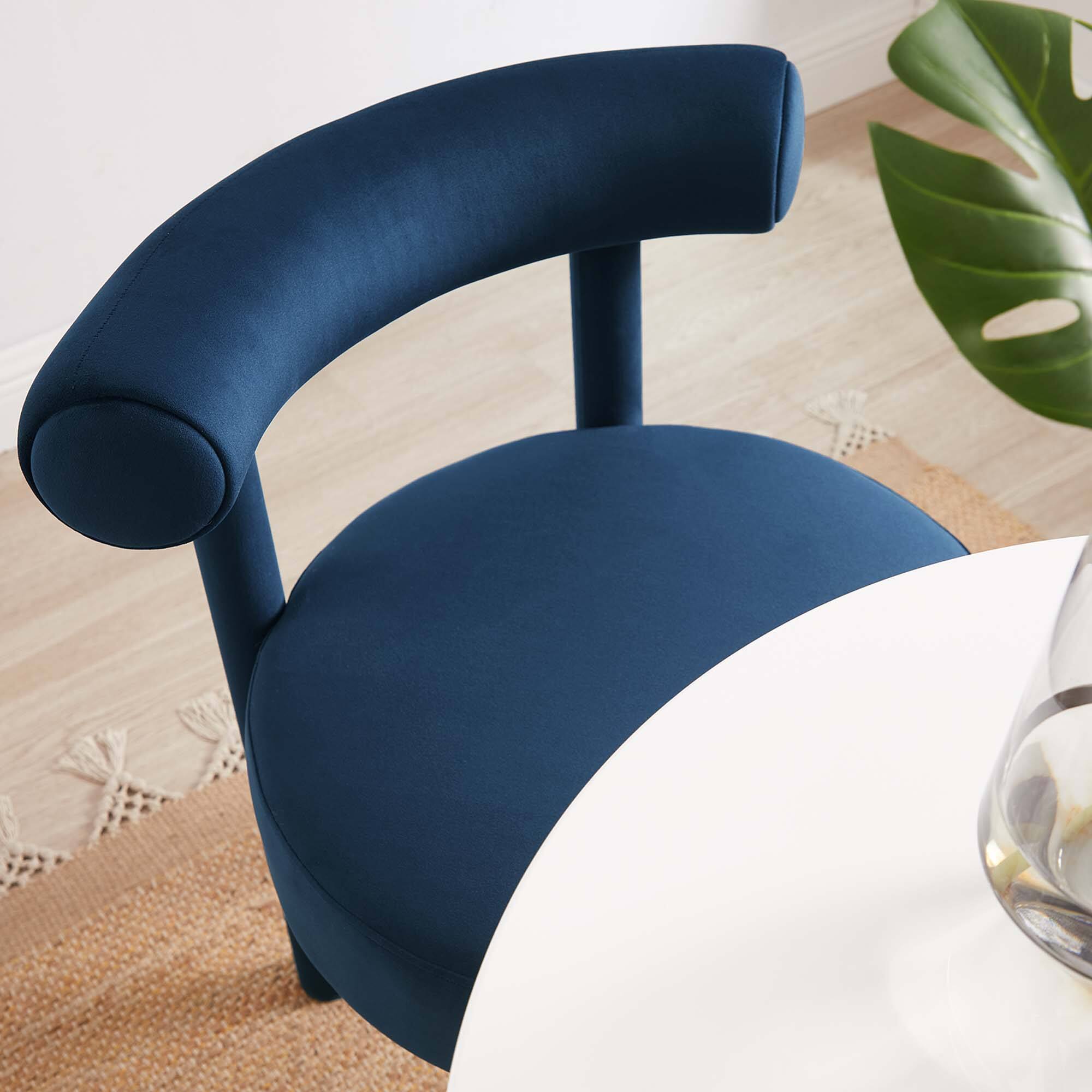 Alt View 5. Modway - Toulouse Performance Velvet Dining Chair by Modway - Blue.