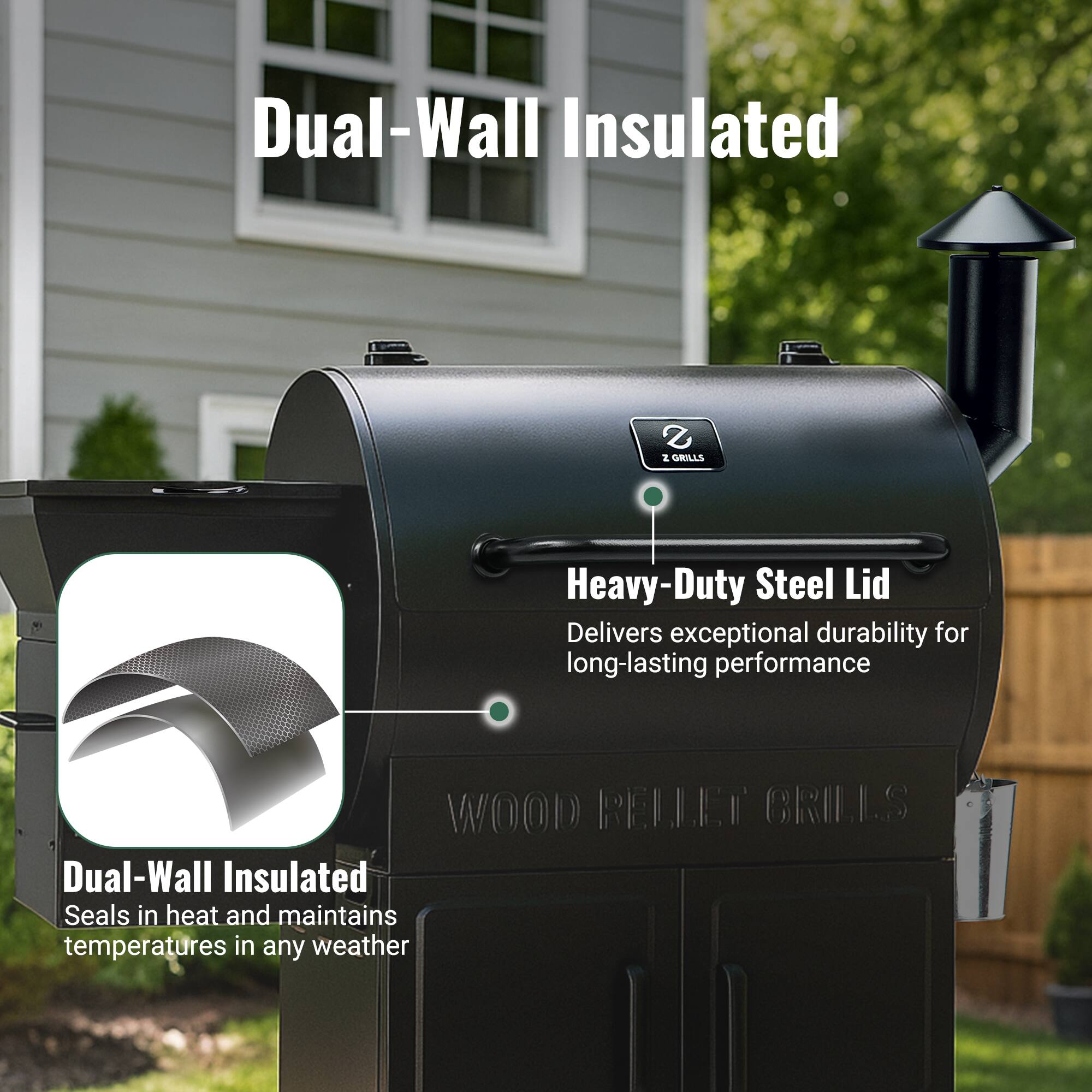 Dual-Wall Insulated

Heavy-Duty Steel Lid
Delivers exceptional durability for long-lasting performance

Dual-Wall Insulated
Seals in heat and maintains temperatures in any weather
