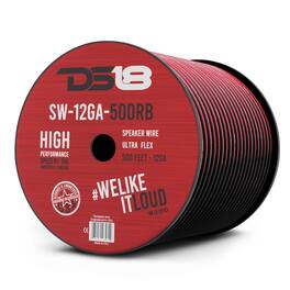DS18 Audio - 12-Gauge Speaker Wire, 500 ft Spool - Red and Black