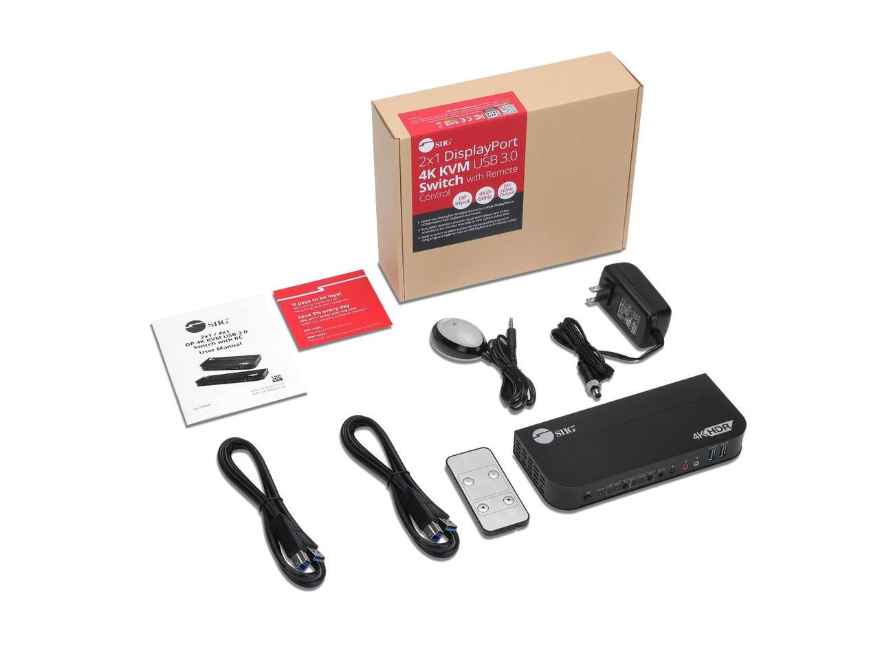 SUG 2x1 DisplayPort USB 3.0 4K KVM Remote with Switch SKID CRESSANE Control OF GOH! input

SHG aux 3.51 AV 2x3 TRUMPOSE WITH MINI www. switch Manual user

the boyal ... 75 ways 5% every Save

SIIG

AX HDR IT