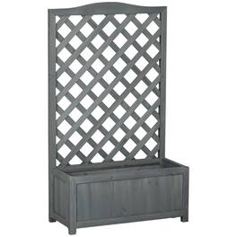 Outsunny - Wooden Planter with Trellis, Raised Garden Bed to Grow Vegetables, Herbs, Flowers for Backyard - Gray