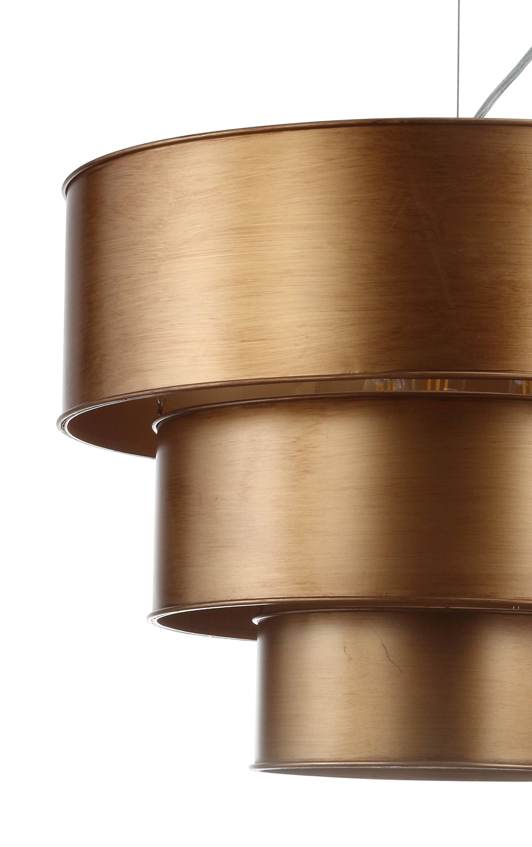 Alt View 3. Jonathan Y - Lynn 21" 3-Tier Metal LED Pendant, Gold - Gold.