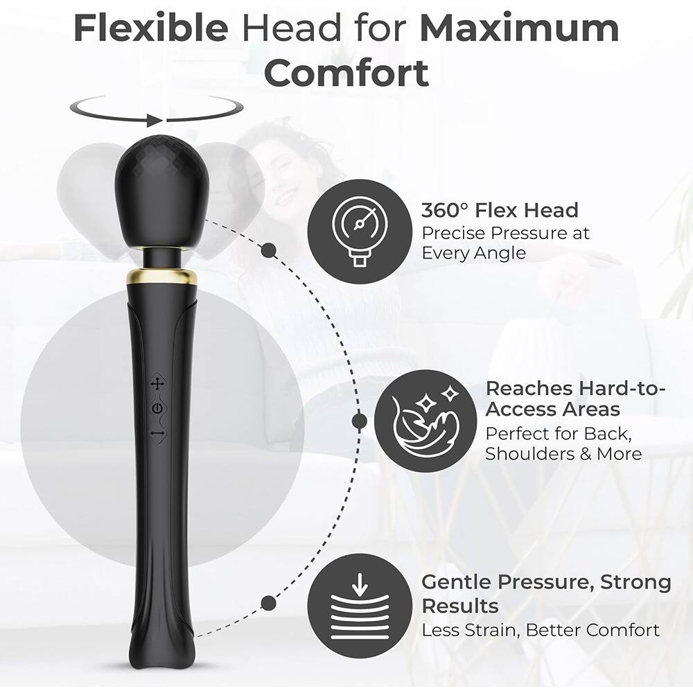 Flexible Head for Maximum Comfort

- 360° Flex Head
  - Precise Pressure at Every Angle

- Reaches Hard-to-Access Areas
  - Perfect for Back, Shoulders & More

- Gentle Pressure, Strong Results
  - Less Strain, Better Comfort