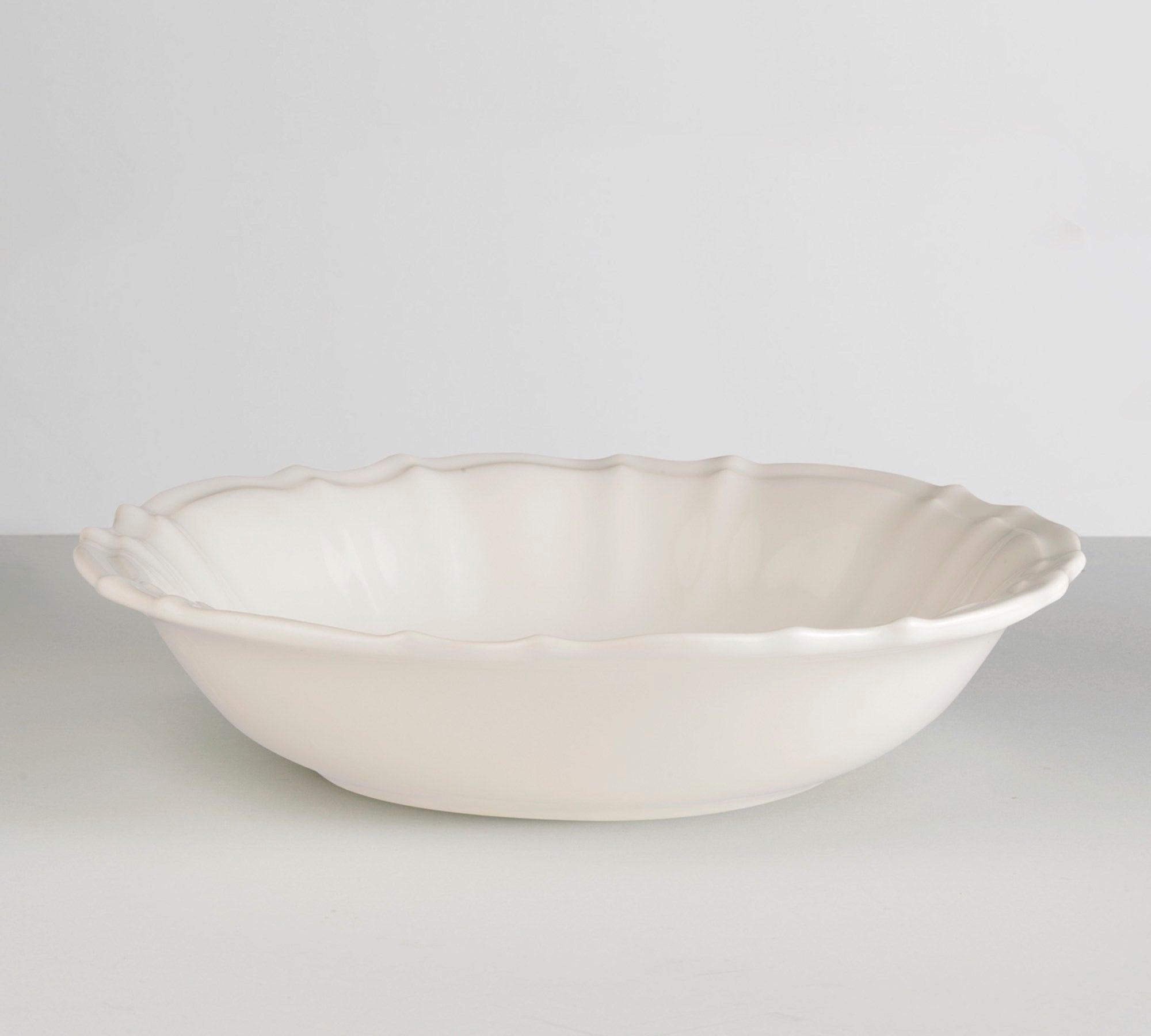 Left. Euro Ceramica Home - Chloe 4-Piece White Everyday Bowls Set, made in Portugal - White.