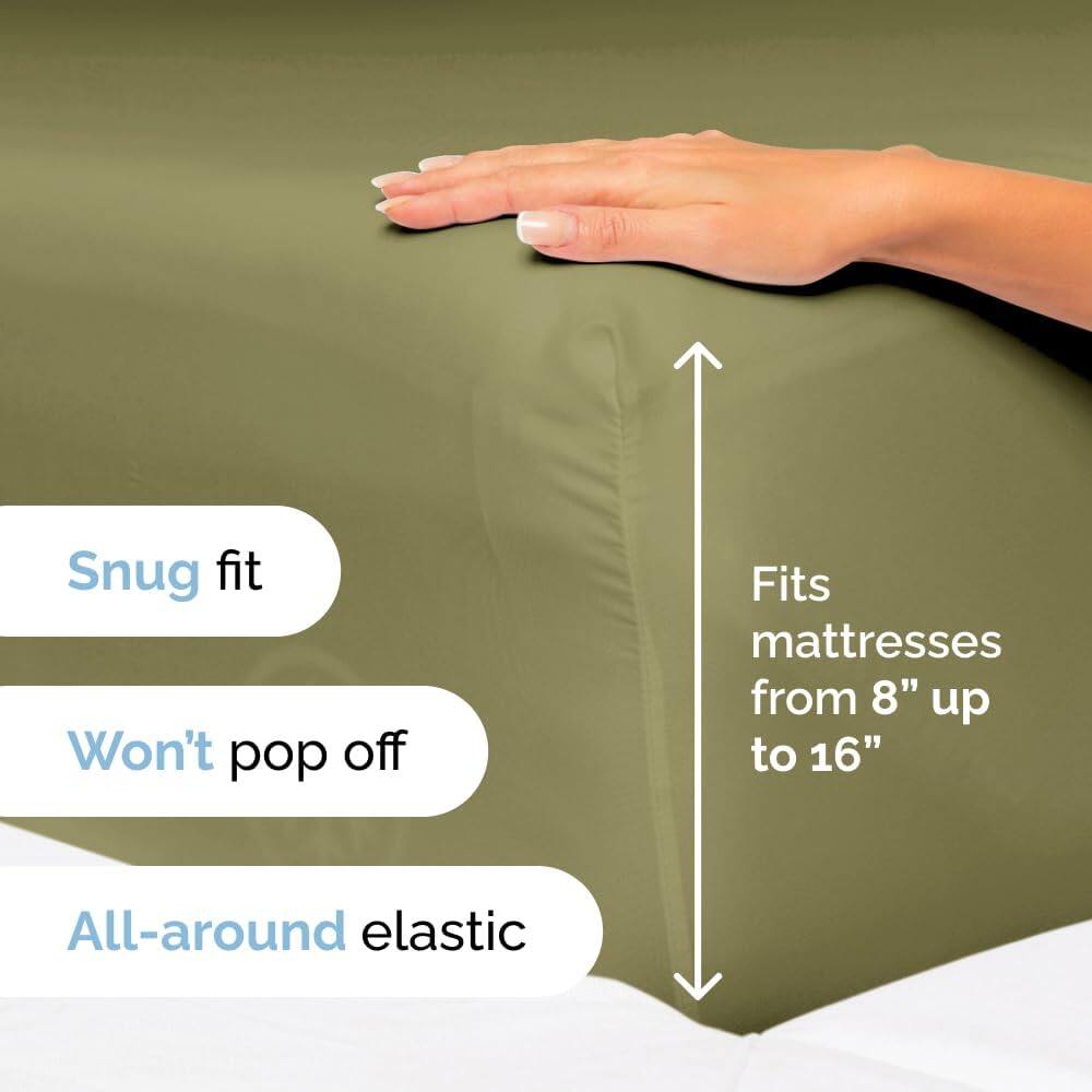 - Snug fit
- Won't pop off
- Fits mattresses from 8" up to 16"
- All-around elastic