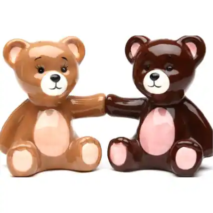 Front. Pacific Trading - Pacific Giftware Teddy Bears Magnetic Ceremic Salt and Pepper Shakers - Brown.