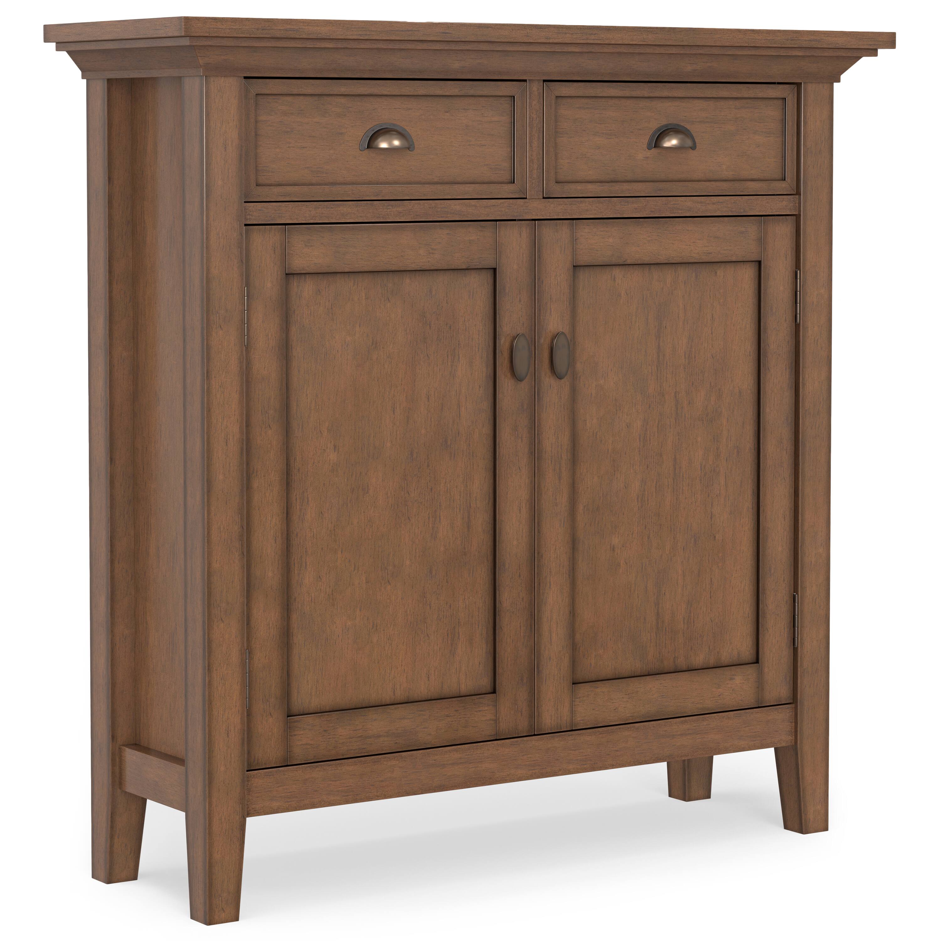 Front. Simpli Home - Redmond SOLID WOOD 36 inch Wide Transitional  Entryway Storage Cabinet in Rustic Natural Aged Brown - Rustic Natural Aged Brown.