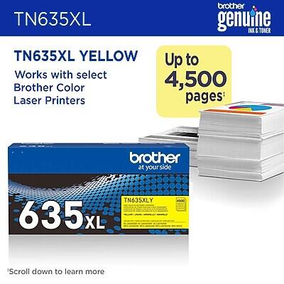 TN635XL brother genuine INX & TONER TN635XL YELLOW Up to 4,500 pages Works with select Brother Color Laser Printers brother at your side TN635XLY 635L XL 4500 'Scroll down to learn more
