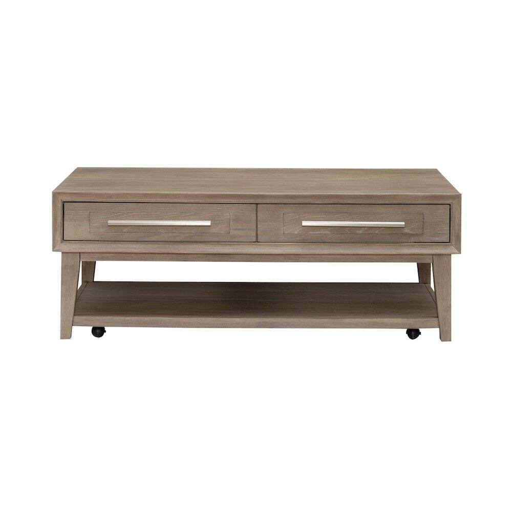 Alt View 2. Liberty Furniture Industries - Brentwood Cocktail Table with Drawer Storage - Sandstone Oak Wood - Sandstone.