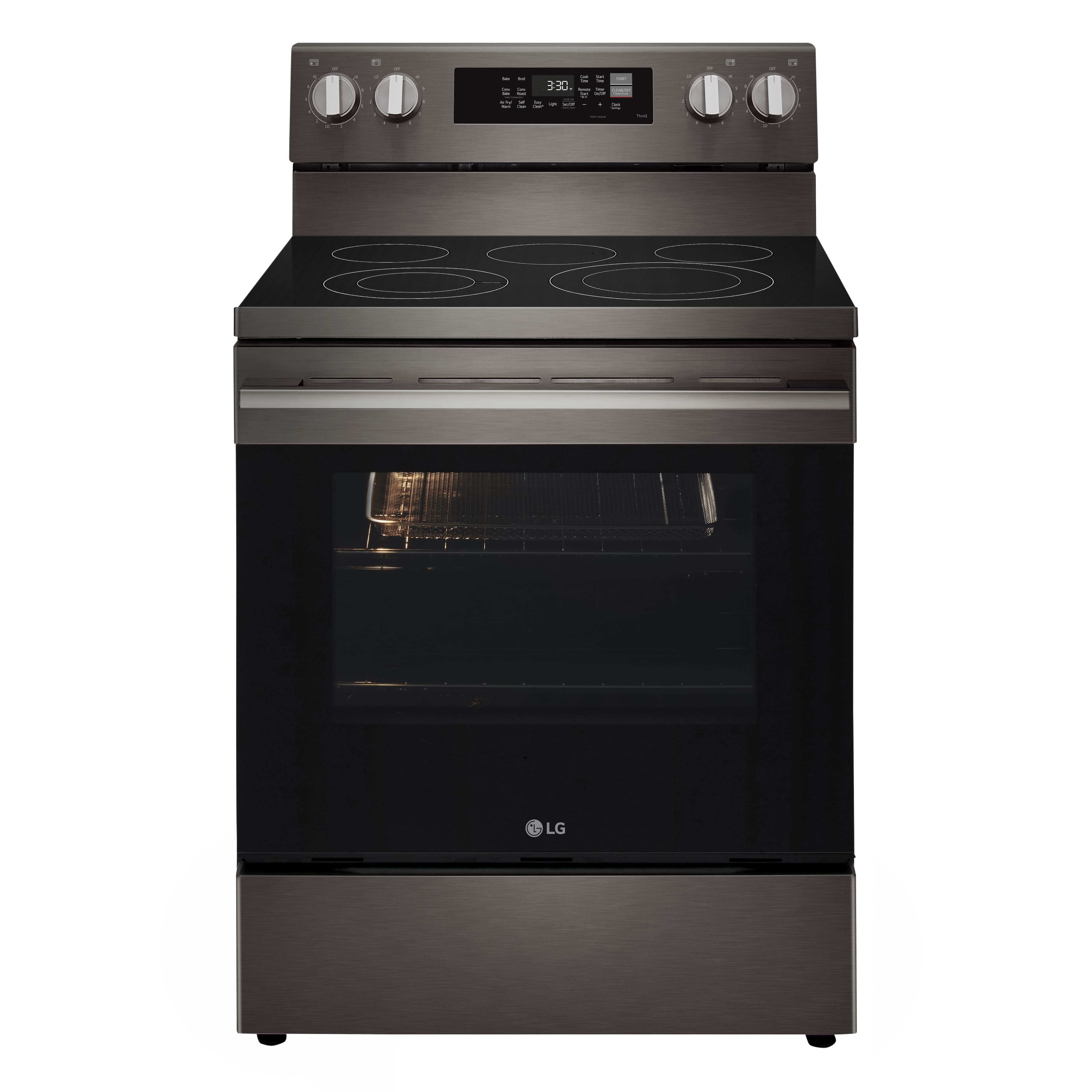 Front. LG - 6.3 Cu. Ft. Freestanding Electric True Convection Smart Range with Air Fry and Premium Handle - PrintProof Black Stainless Steel.