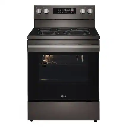 Front. LG - 6.3 Cu. Ft. Freestanding Electric True Convection Smart Range with Air Fry and Premium Handle - PrintProof Black Stainless Steel.
