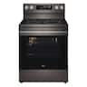 LG - 30-in Wide 6.3 Cu. Ft. Freestanding Electric True Convection Smart Range with 5 Elements, Air Fry and Premium Handle - Black Stainless Steel