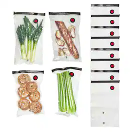 ZWILLING - Fresh & Save 12-Piece Large Vacuum Sealer Bags, 2 1/4 Gallon Reusable Sous Vide Bags, Meal Prep - Clear