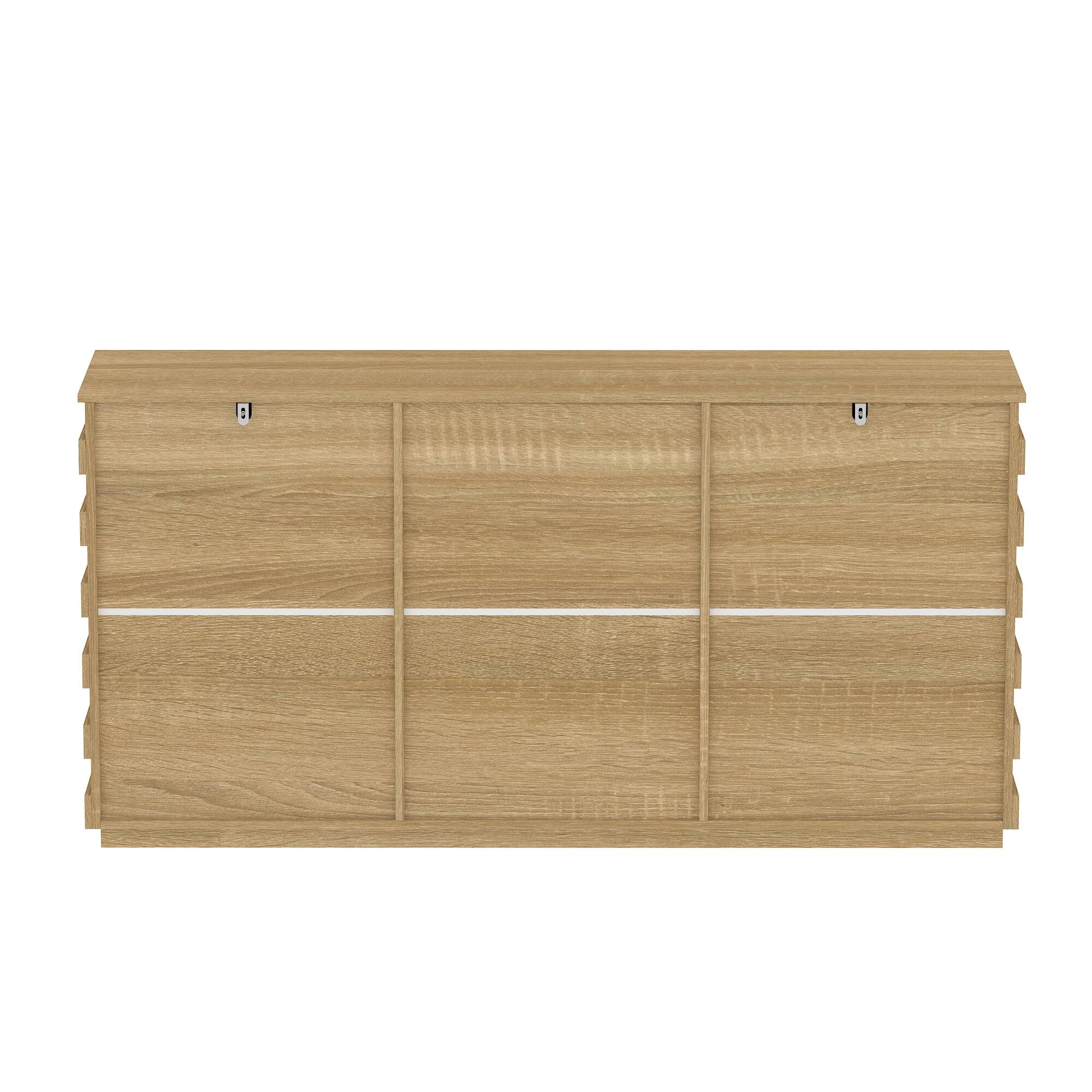 Back. FUFU & GAGA - FUFU&GAGA 9 - Drawer Horizontal Dresser with Japandi - Inspired Design - Wooden.