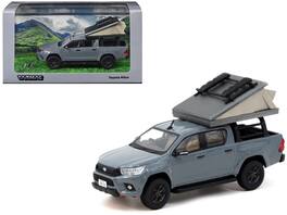 Tarmac Works - Toyota Hilux Pickup Truck RHD (Right Hand Drive) with Camping Equipment Road64 Series 1/64 Diecast Model Car - Gray
