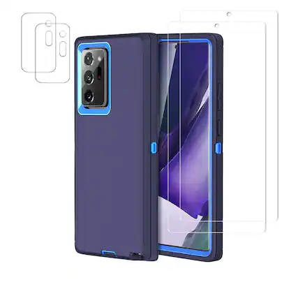 Front. Entronix - Entronix 5-in-1 Bundle for Samsung Galaxy Note 20 Ultra - Heavy Duty Case with Screen and Camera Protectors - Blue.