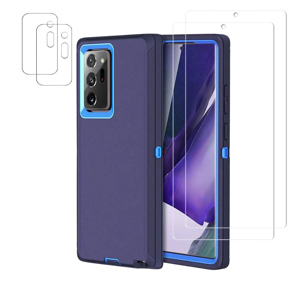 Front. Entronix - Entronix 5-in-1 Bundle for Samsung Galaxy Note 20 Ultra - Heavy Duty Case with Screen and Camera Protectors - Blue.