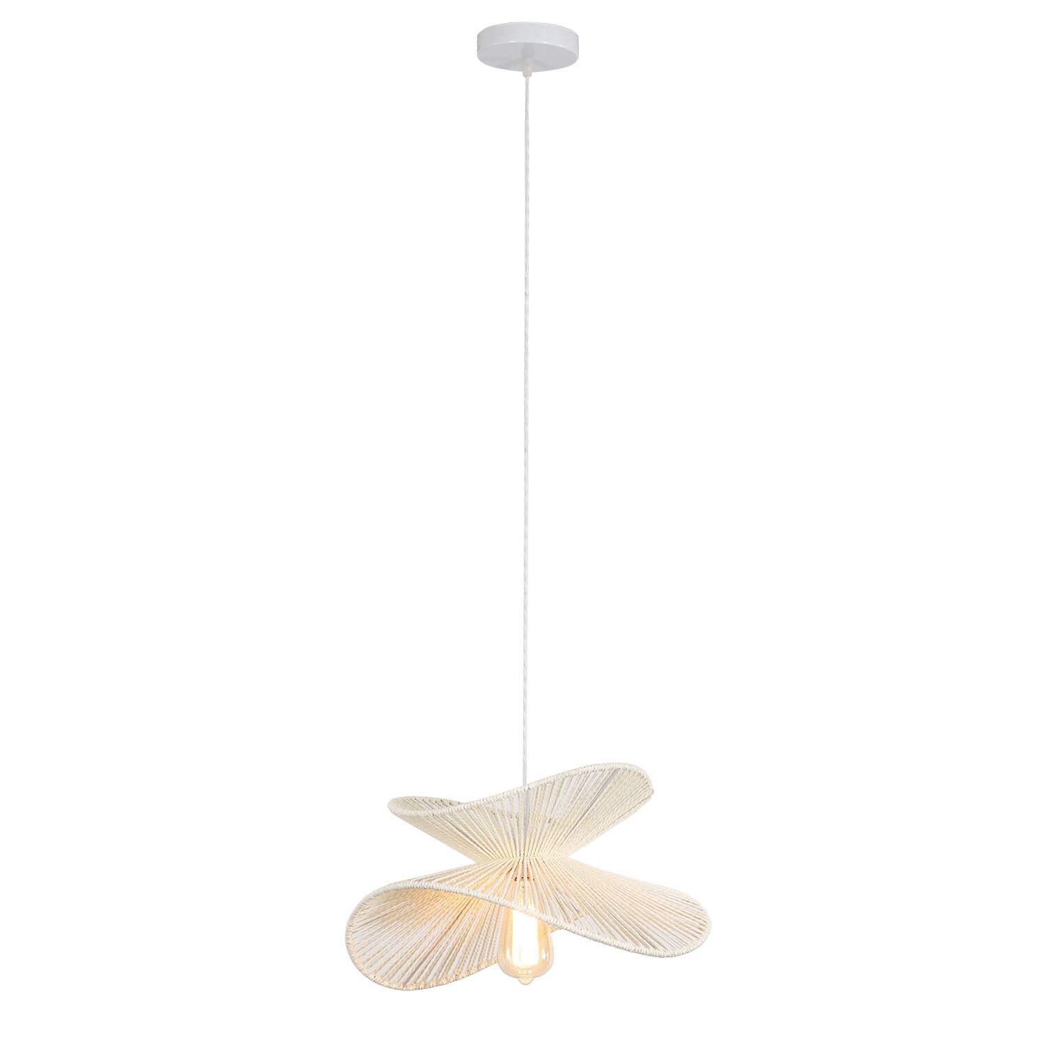 Angle. Umeiluce - 1 Light Woven Paper Pendant Light Single Modern Farmhoue Lamp White - White.