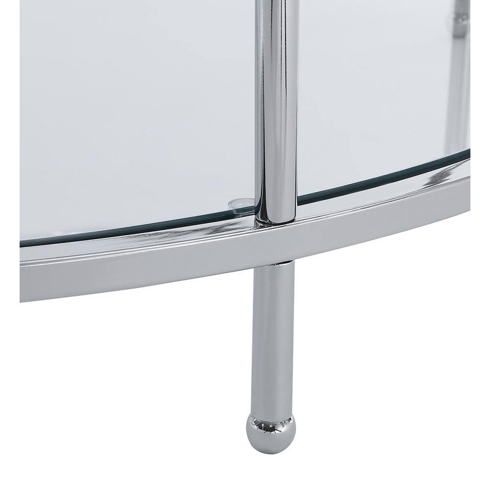 Alt View 5. Convenience Concepts - Royal Crest 2 Tier Round Glass Coffee Table - Clear Glass / Chrome Frame.