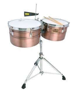 Tycoon Percussion - 14" & 15" Timbales, 8.5" Deep Stainless Steel Shells, Includes Height-Adjustable Tilting Stand