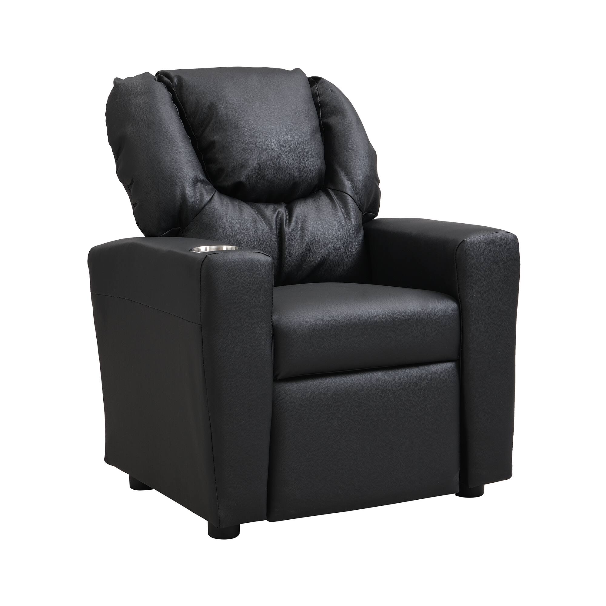 Alt View 4. GOODSILO - Kids Recliner Chair - Deluxe Children's Single Sofa with Cup Holder, Ergonomic Design - Black.