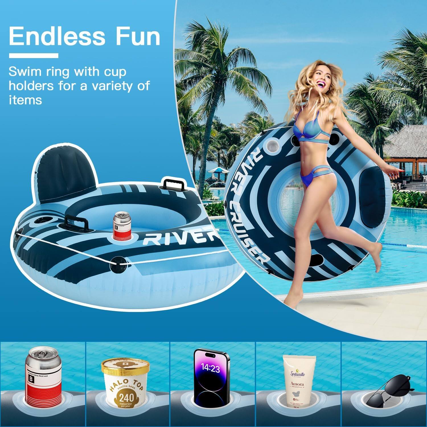 Endless Fun Swim ring with cup holders for a variety of items RIVER RUISER B by HALO CANTO b TOP 240 Talots - 14:23 Velacdlo 2