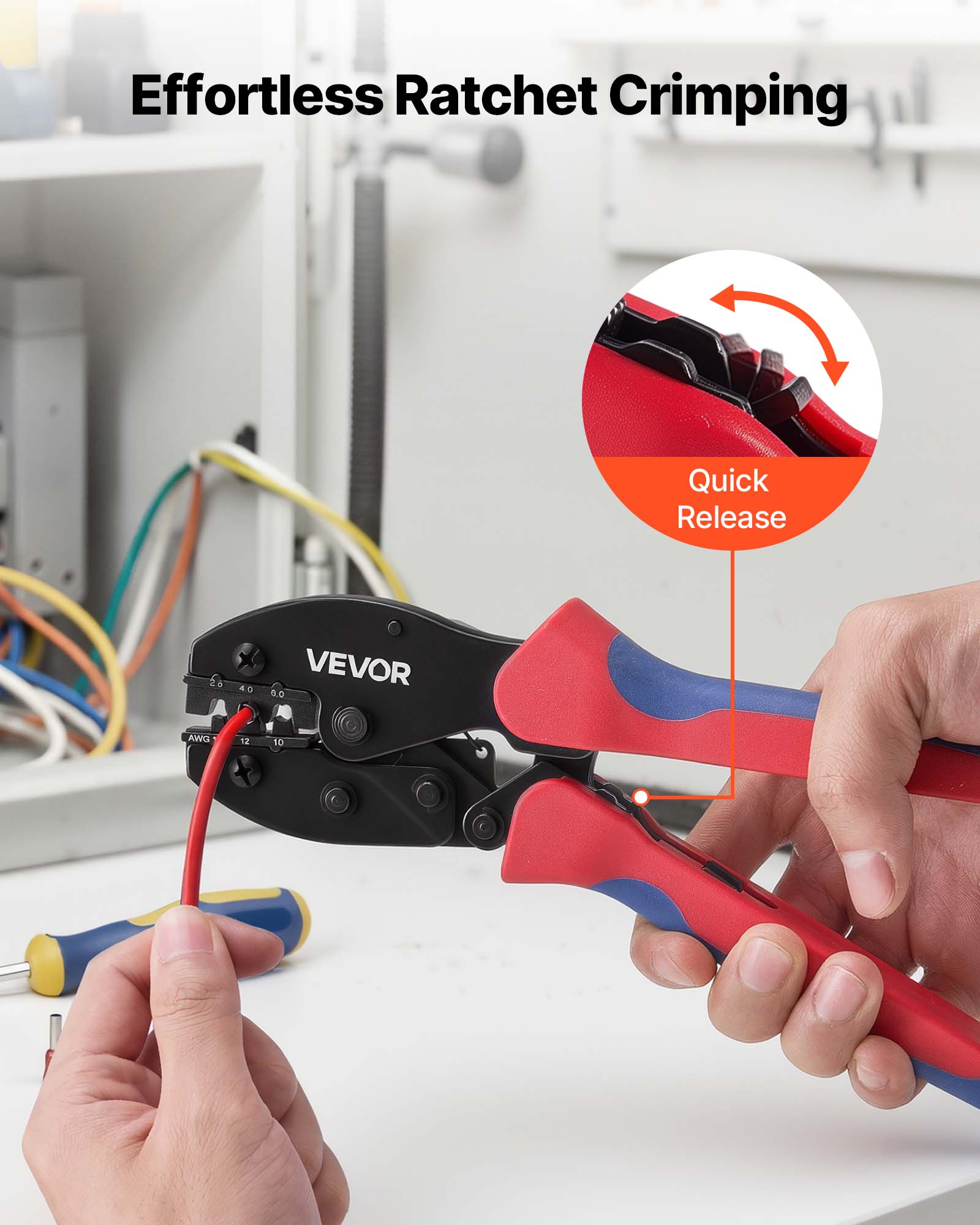 Effortless Ratchet Crimping Quick Release

VEVOR

2a 5 40

AWG 12 10