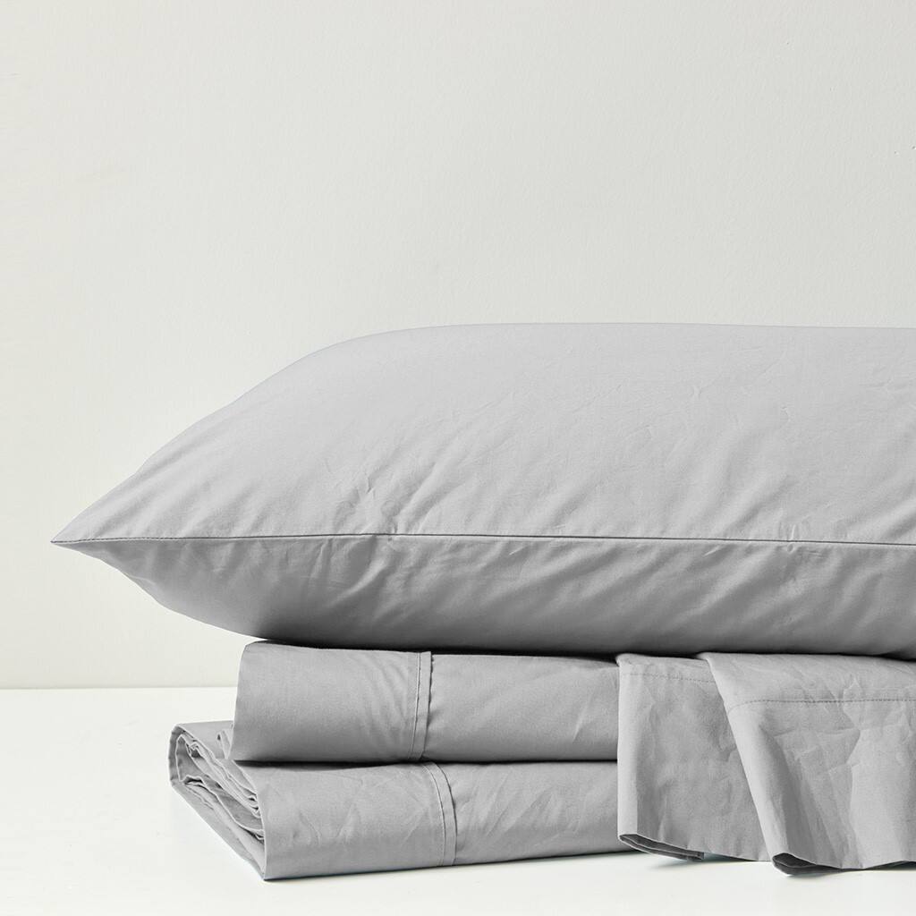 Alt View 2. Gracie Mills - Gracie Mills Clementine 200 Thread Count Year-Round Cotton Percale Sheet Set - Grey.