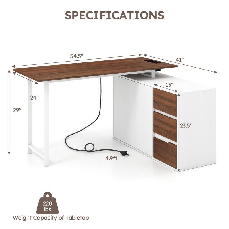 SPECIFICATIONS

- 54.5" 
- 41" 
- 13" 
- 24" 
- 29" 
- 23.5" 
- 4.9ft 
- 220 lbs Weight Capacity of Tabletop