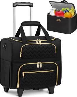 Vulpecula Spade - Rolling Laptop Bag for Women, 15.6 Inch Rolling Briefcase with Wheels &Detachable Cart - Black