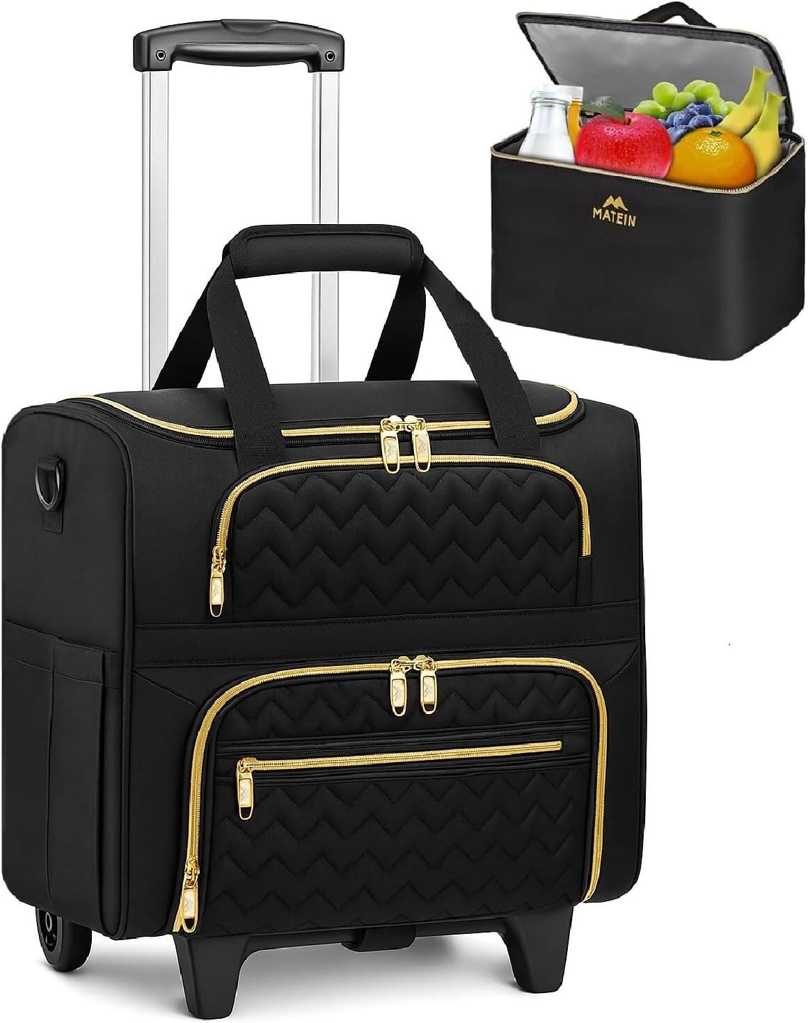 Front. Vulpecula Spade - Rolling Laptop Bag for Women, 15.6 Inch Rolling Briefcase with Wheels &Detachable Cart - Black.