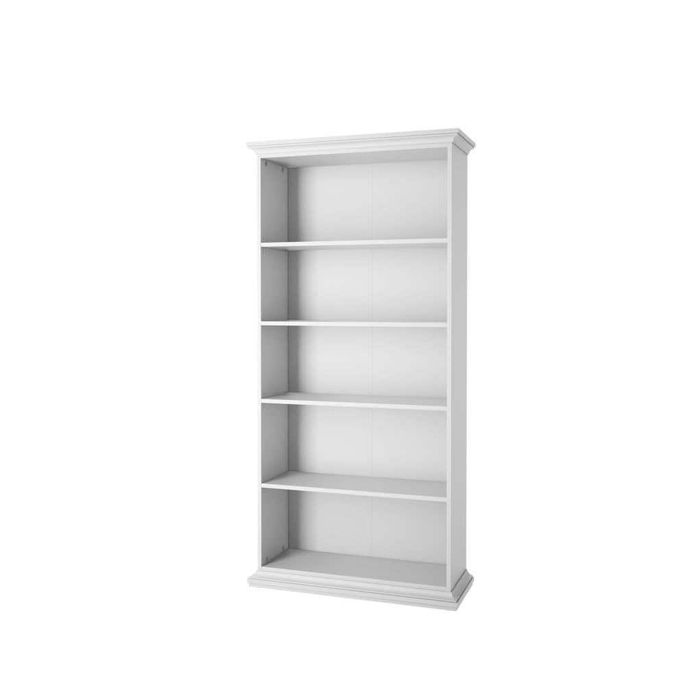 FurniFact - 5 Shelf Bookcase - Elegant Tall Bookshelf for Home and Office Use - White