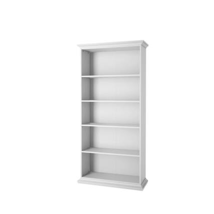 Front. FurniFact - 5 Shelf Bookcase - Elegant Tall Bookshelf for Home and Office Use - White.