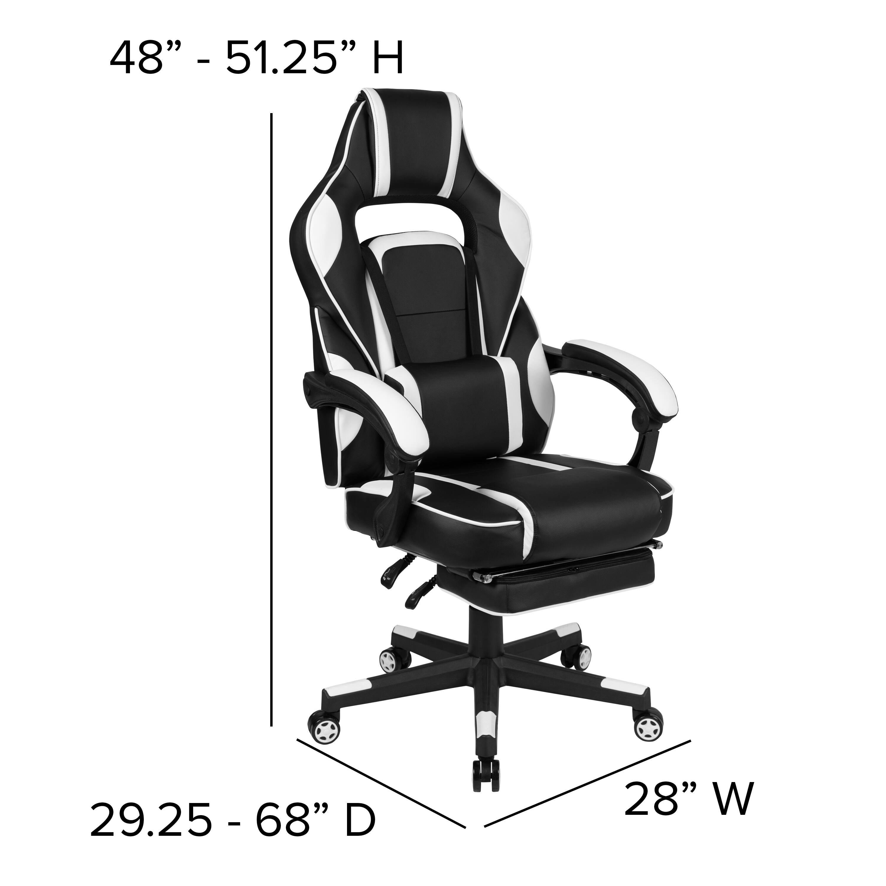 48" - 51.25" H  
29.25 - 68" D  
28" W