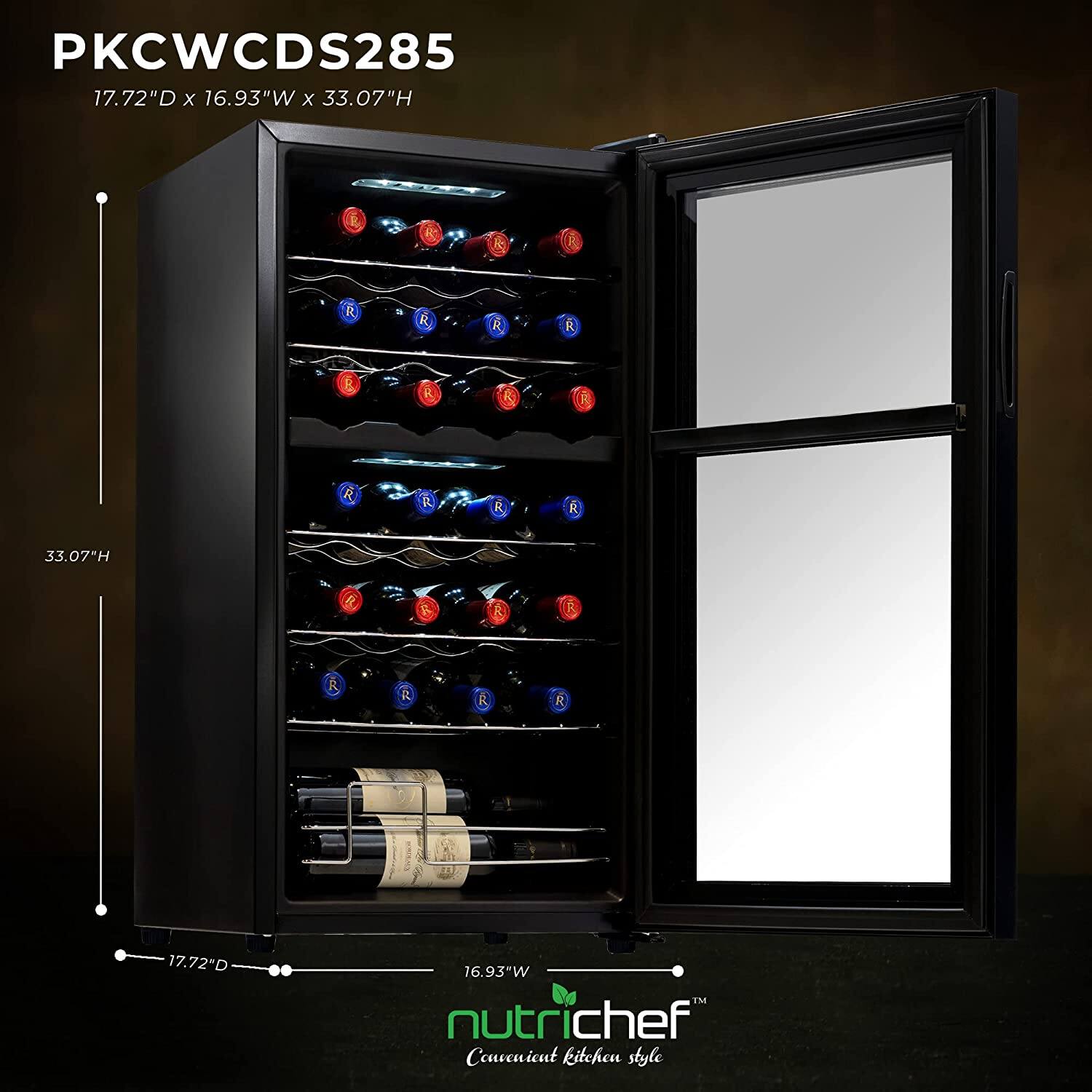 PKCWCD285  
17.72"D x 16.93"W x 33.07"H  

nutrichef  
Caventure kitchen style