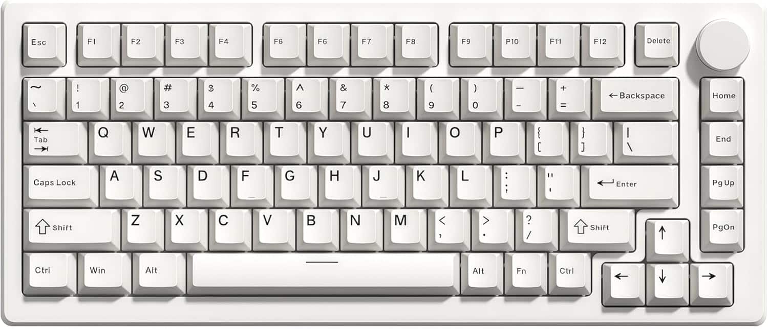 Womier - PBT keycaps Set, 126 Keys Double Shot Retro Keyboard caps for 60 65 75 100 Percent Mechanical Keyboard - White
