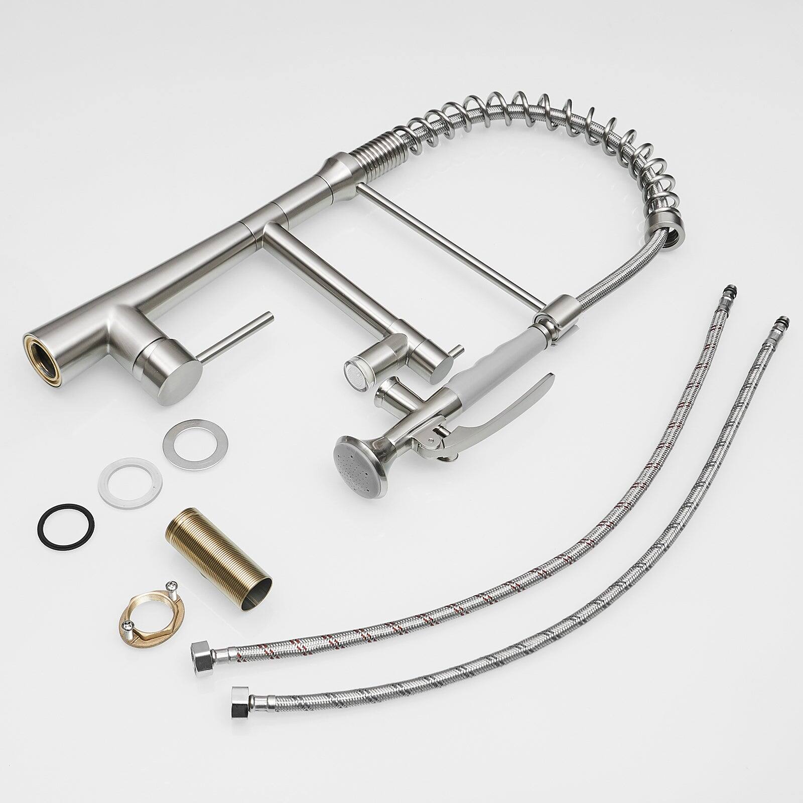 Alt View 2. Boyel Living - Contemporary Single Handle Pull Down Sprayer Kitchen Faucet with LED in Brushed Nickel - Brushed Nickel.