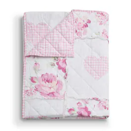 Greenland Home Fashions - 100% Cotton Face 100% Microfiber Back Veronica's Hearts Accessory Throw - Pink