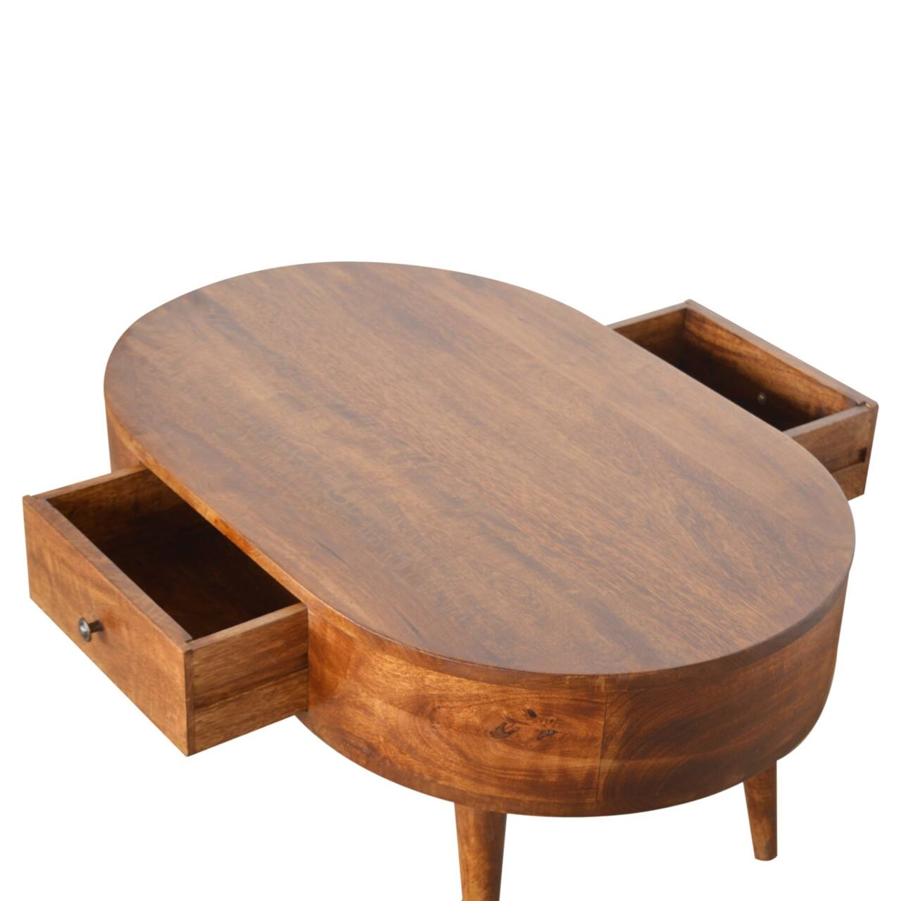 Alt View 1. Artisan Furniture - Artisan Furniture Solid Wood Chestnut Rounded Coffee Table, 2 Drawers, Brown - Brown.