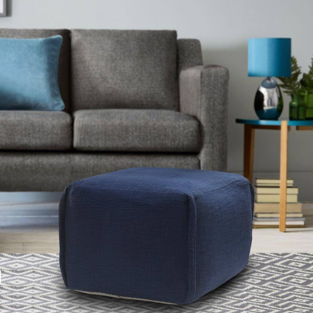 Back. Hivvago - Hivvago 18 Inch Cotton Patchwork Pouf Ottoman - Blue.