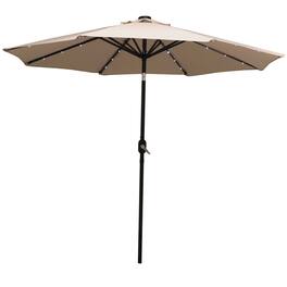 Sunnydaze - 9 ft Solar Aluminum Patio Umbrella with Tilt and Crank - Beige