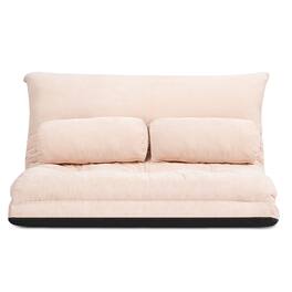 Costway - Floor Sofa Bed 6-Position Adjustable Sleeper Lounge Couch with 2 Pillows - Beige