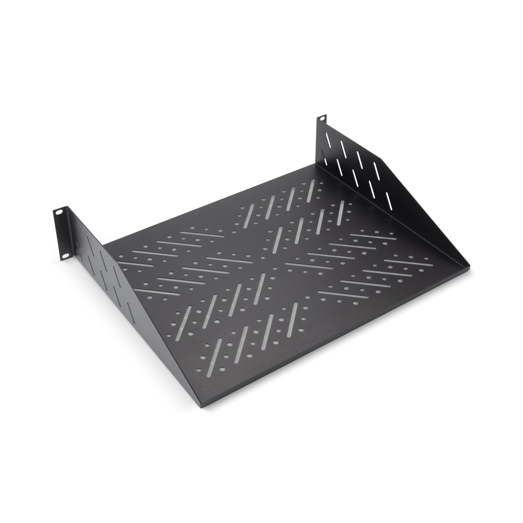 Angle. On Stage Stands - On-Stage Vented Rack Shelf - 2U - Black.