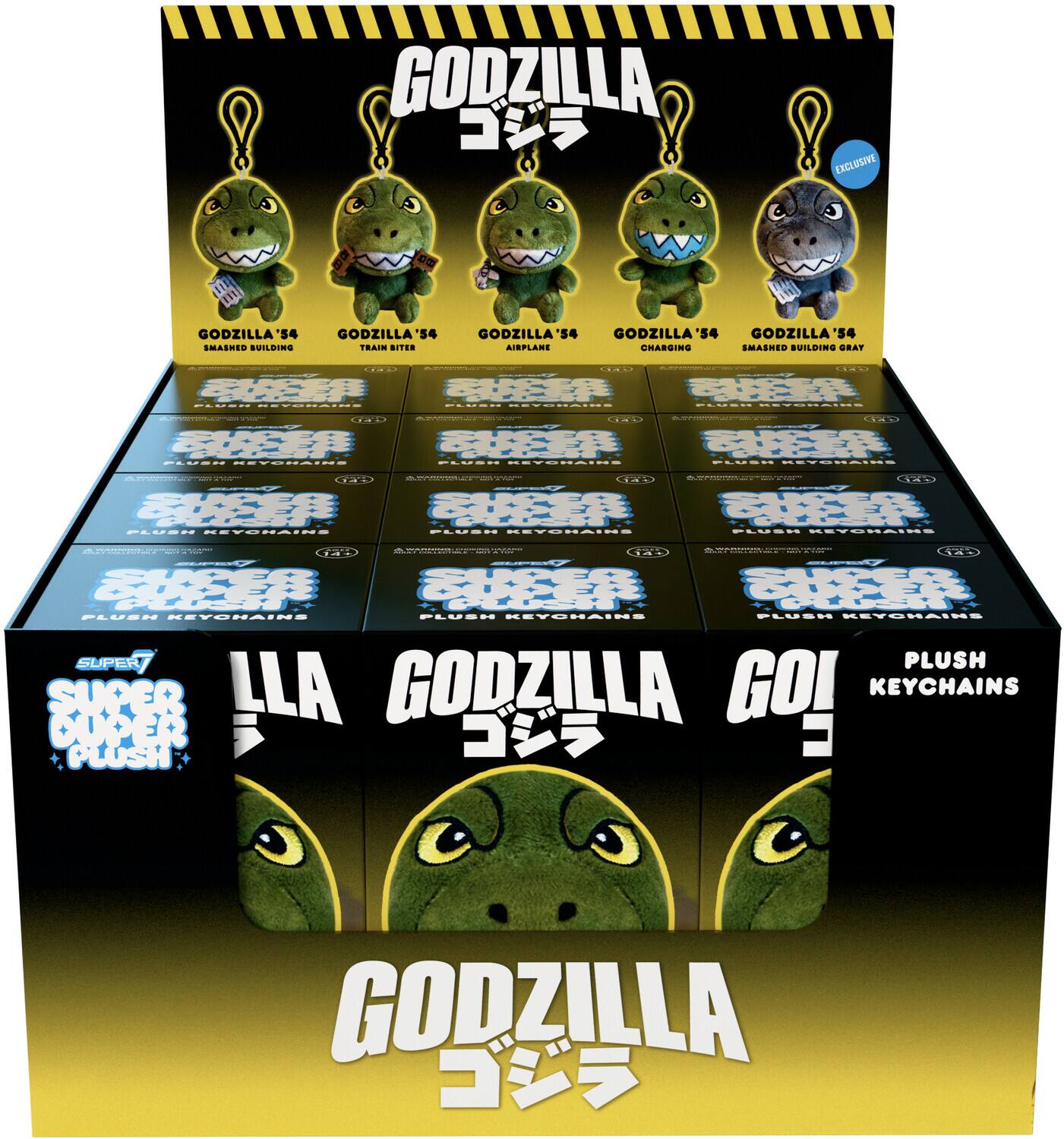 GODZILLA EXCLUSIVE GODZILLA '54 SMASHED BUILDING GODZILLA '54 TRAIN BITER GODZILLA '54 AIRPLANE GODZILLA '54 CHARGING GODZILLA '54 SMASHED BUILDING GRAY

SUPER SUPER PLUSH

PLUSH KEYCHAINS