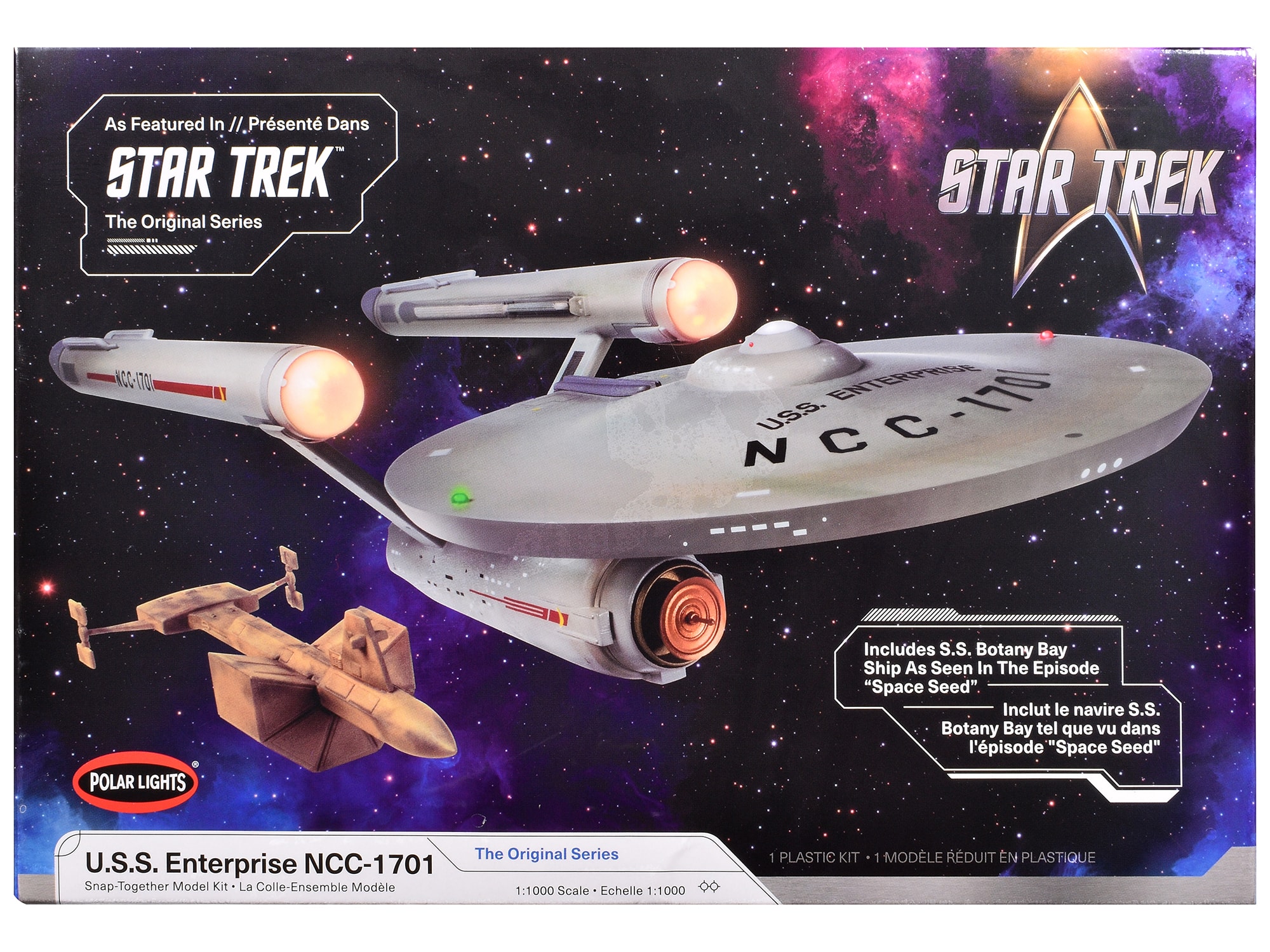 Skill 2 Model Kit U.S.S. Enterprise NCC-1701 Spaceship "Star Trek" (1966) TV Series 1/1000 Scale Model by Polar Lights - Multicolor
